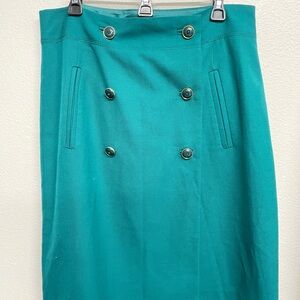 Banana Republic Teal Double-Breasted Pencil Skirt